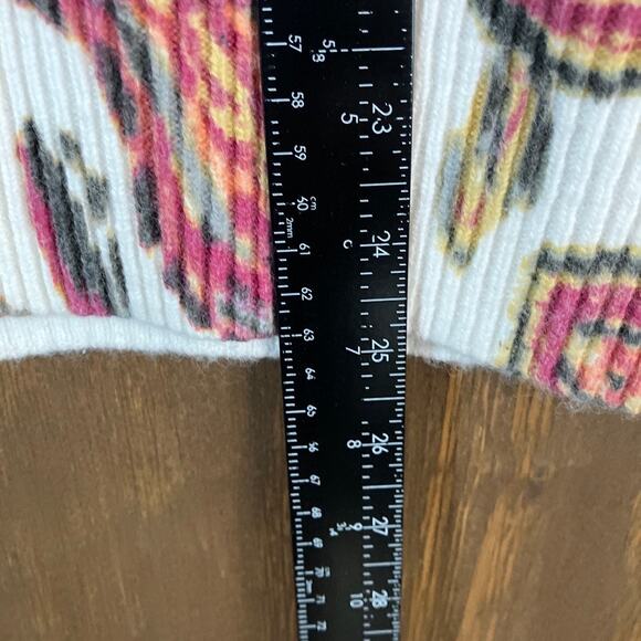 LOFT Womens Sweater White Multi Paisley Raglan V Neck Long Sleeve Pullover Large - Picture 9 of 12